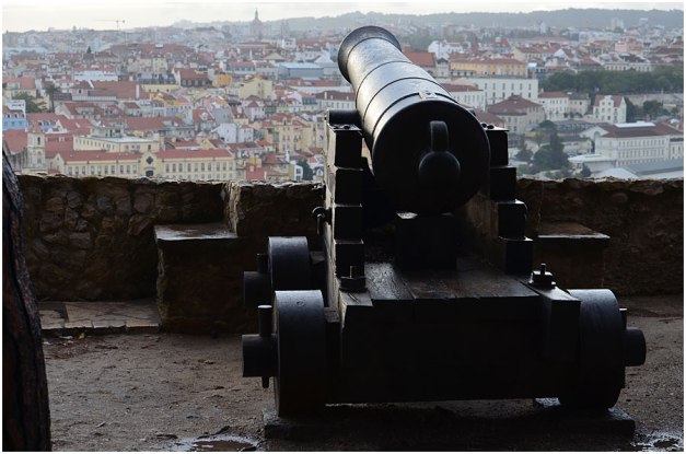  One of the number of cannon on the ramparts looks out over the Baixa.
